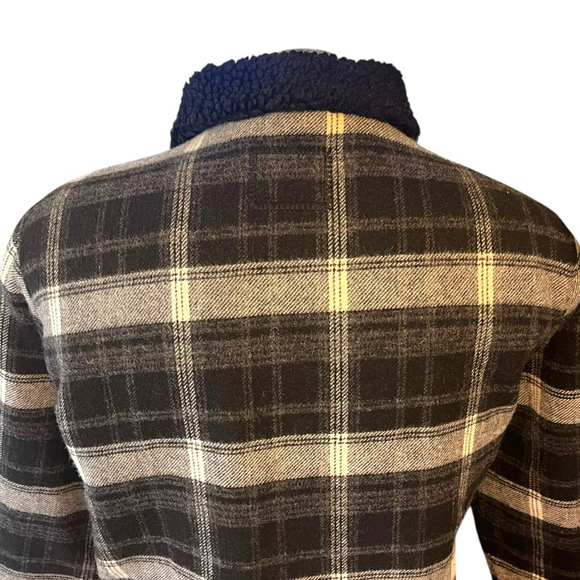 Tigha Men’s Plaid Wool Blend Jacket w/ Sherpa Collar, Black/Grey Check - Picture 11 of 16